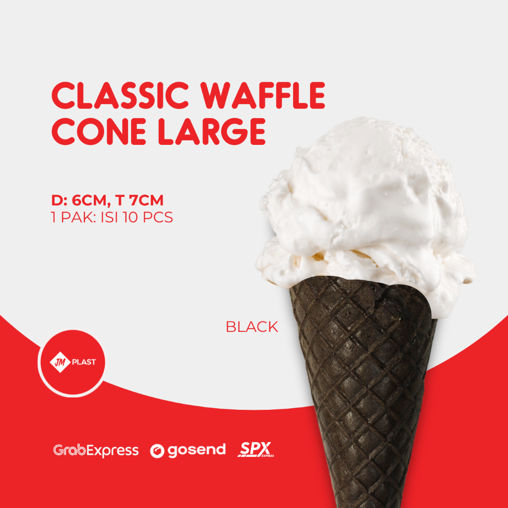 

Lezatoz_Genz Classic Cone Waffle Besar, Opak Es Krim - 6 Cm X 14 Cm, 1 Pak Isi 10 Pcs, Wafer Cone Es