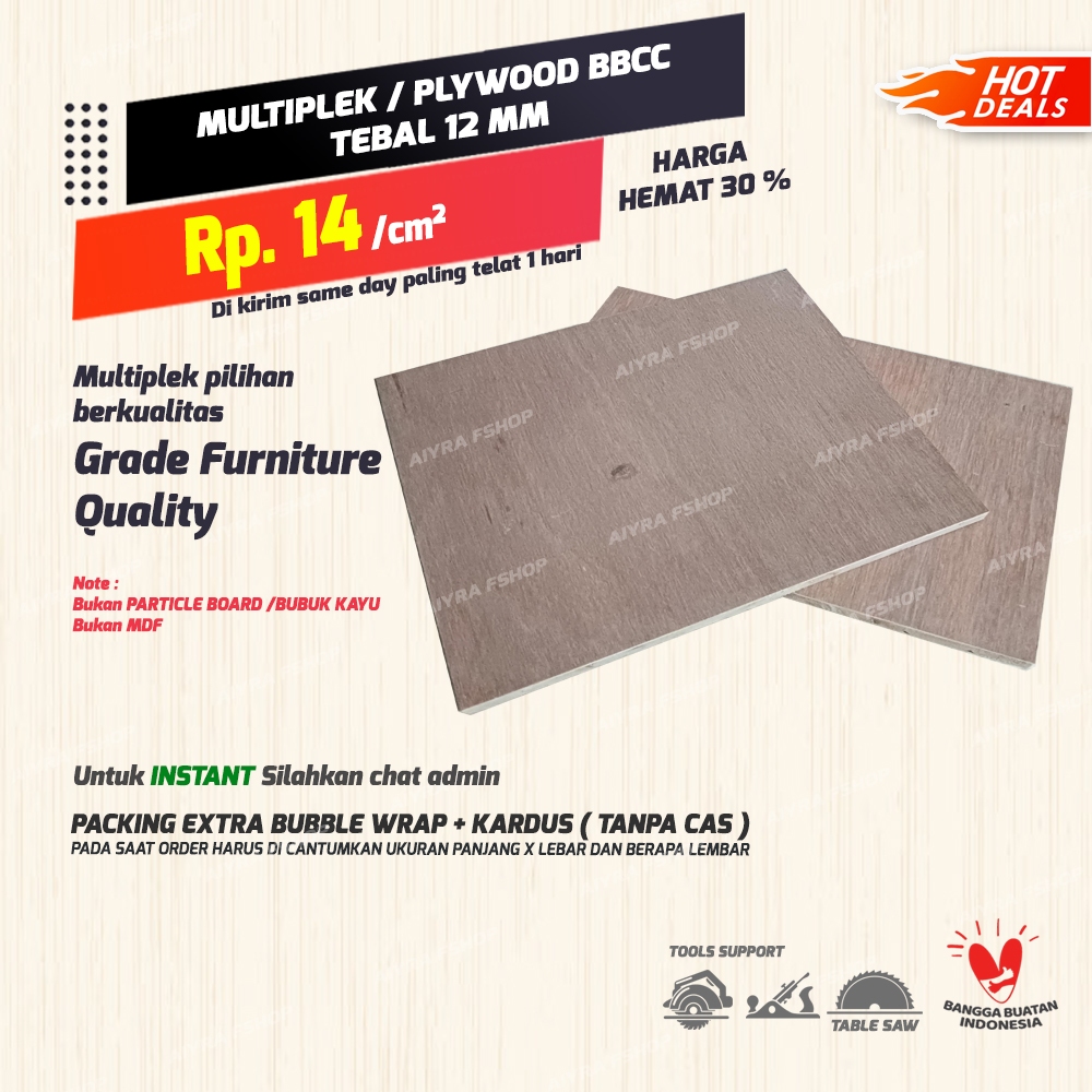 TERMURAH POTONG TRIPLEK / POLYWOOD / BLOCKBOARD / TEAKBLOCK 12 MM UK. CUSTOM