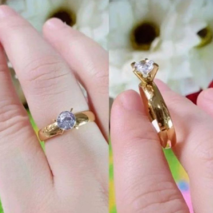 cincin koin asli mata satu terlaris Cincin Wanita Cincin Lapis Emas Dewasa Permata