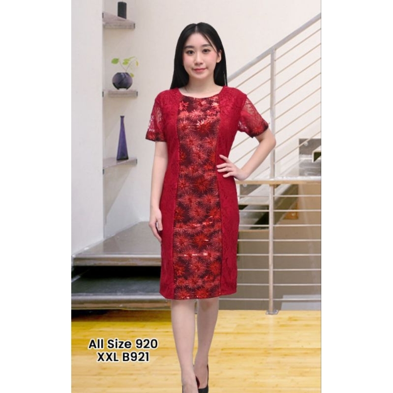 DRESS  SCUBA MIX BRUKAT