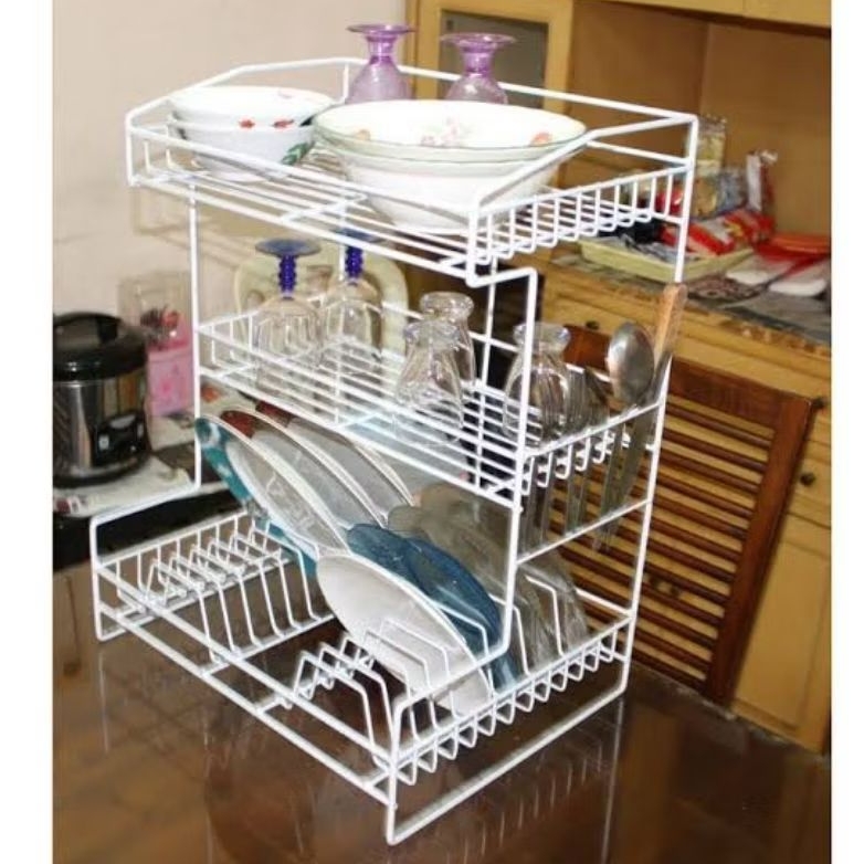 Rak piring besi susun 3/Rak piring 3 susun/Rak piring 3 tingkat