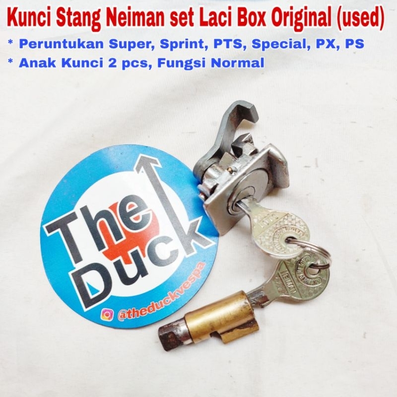 Kunci Stang Neiman set Laci Box Double Coin Original Vespa Super Sprint Veloce Bagol Rally PTS PX Tu