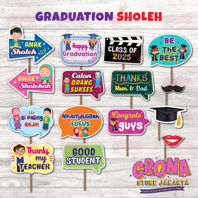 ACC Photobooth Graduation Soleh / Aksesoris Foto Graduation Sholeh / Photo Props Graduation Soleh