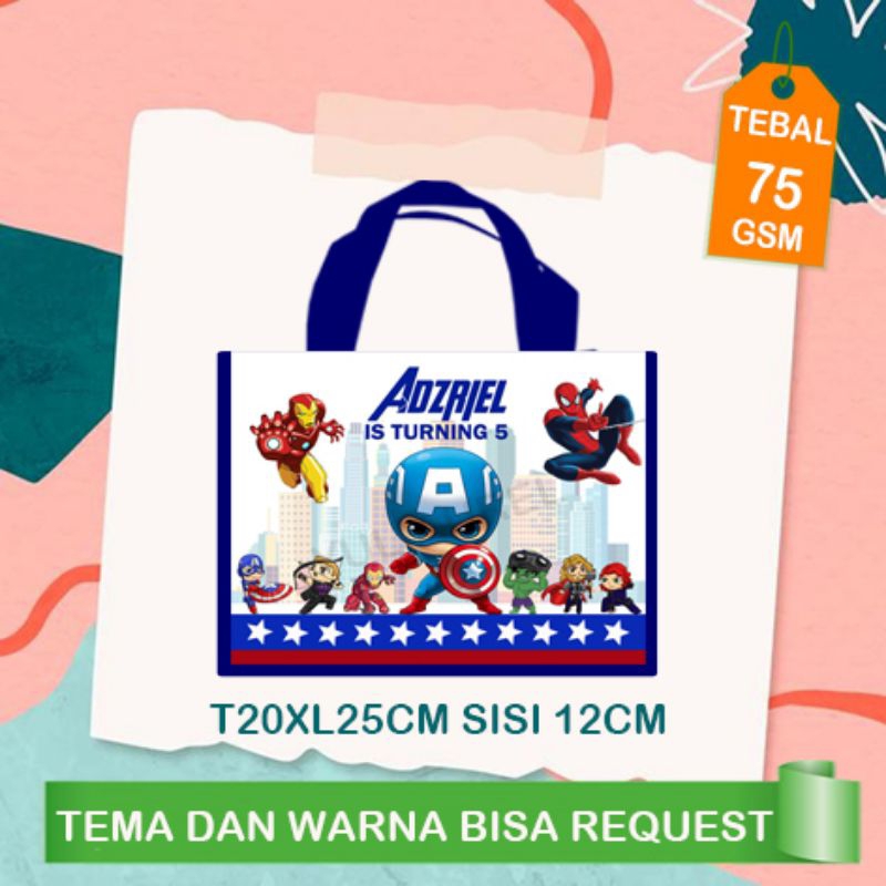 Tas ultah readystock CAPTAIN AMERICA/ tas souvenir ulang tahun CAPTAIN AMERICA