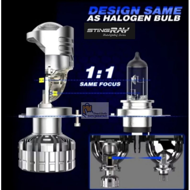 HEADLAM PROJECTOR LED H4 PROJIE | H4 MINI BILED | FLAT CUT OFF 12-24 VOLT