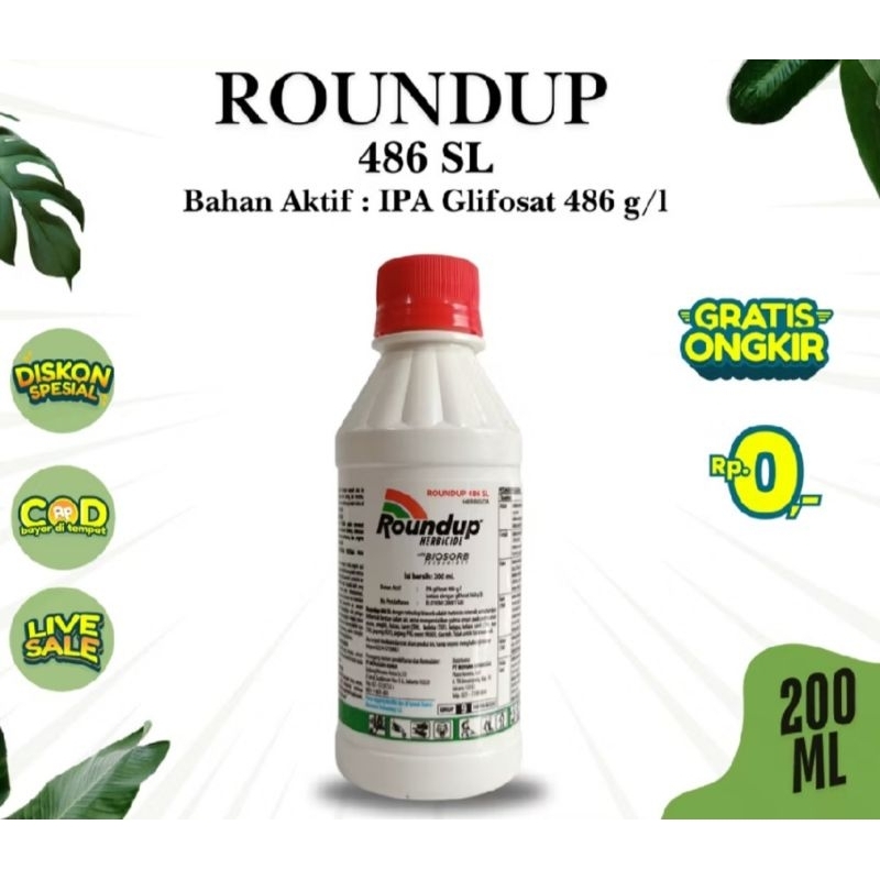 Obat Mati Akar Roundup 200ml 486sl  herbisida Dijamin mati dalam 3-4 Hari Mati Sampai Akar Pembasmi 