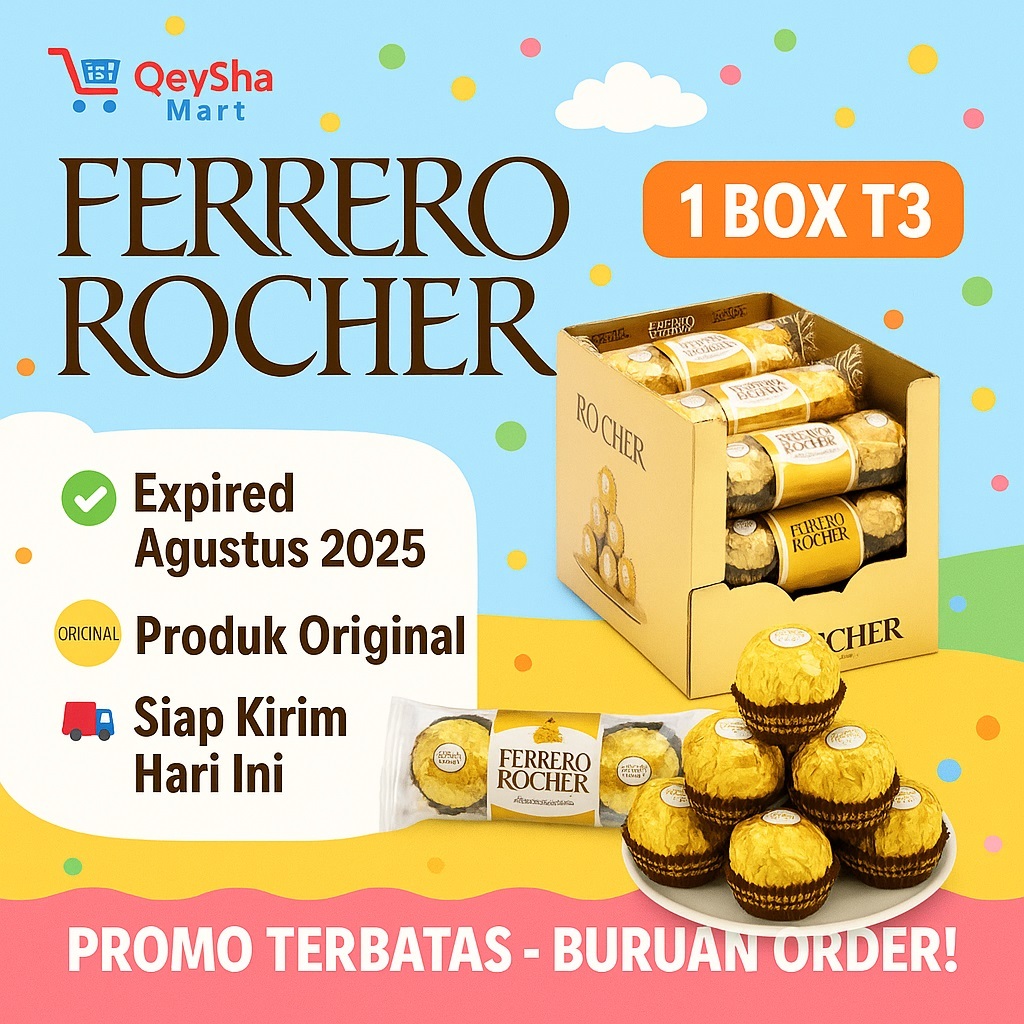 

Ferrero Rocher 16 Pack | Coklat Premium HALAL Original | Exp Agustus 2025 | Grosir & Eceran