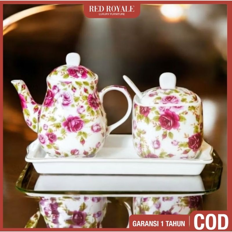 teko set shabby chic peralatan minum dekorasi dapur