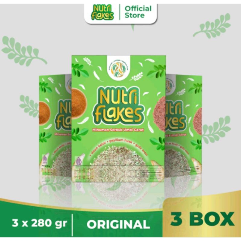 

PAKET 3 BOX NUTRIFLAKES - Sereal Umbi Garut Atasi Asam Lambung