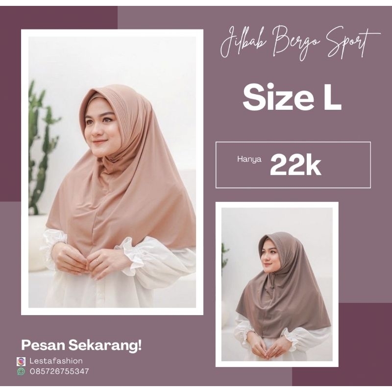 JILBAB BERGO SPORT PET TEBAL SIZE L by lestafashion