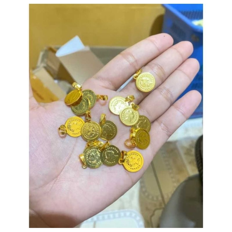 LIONTIN KOIN DOLLAR DINAR MOTIF KECIL LAPIS EMAS 24