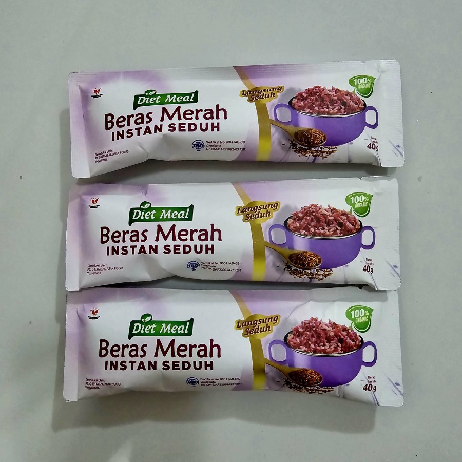 

Diet Meal Beras MERAH Porang instan seduh kemasan sachet 40 Gram