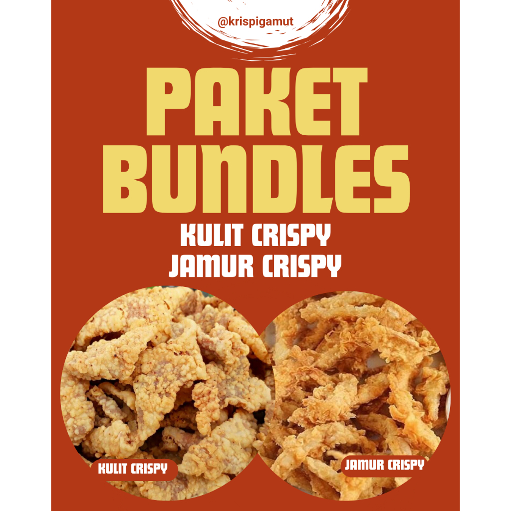 Paket Bundle Kulit Crispy & Jamur Crispy Pedas | Asin | Pedas Daun Jeruk