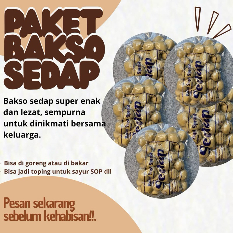 

Paket bakso sedap 5 bungkus 250 bakso