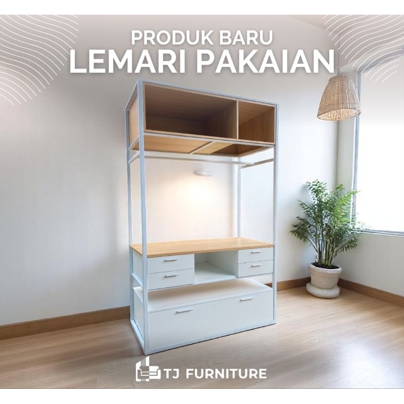 Lemari Pakaian Minimalis Besi HPL | Lemari Baju | TJ Furniture Jepara