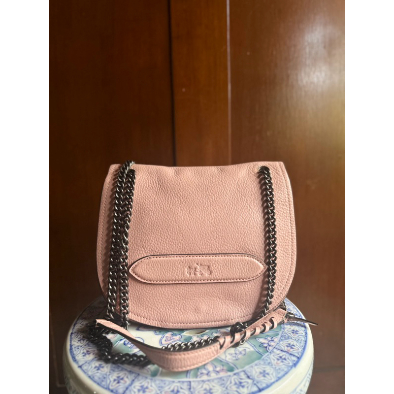 [GARAGE SALE] Preloved Coach Chain Linked Leather Crossbody Bag