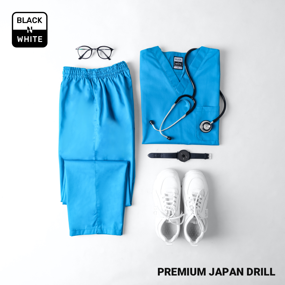 Baju OKA / Baju Jaga / Baju Perawat / Baju Ok / Premium Japan Drill / Biru Tosca
