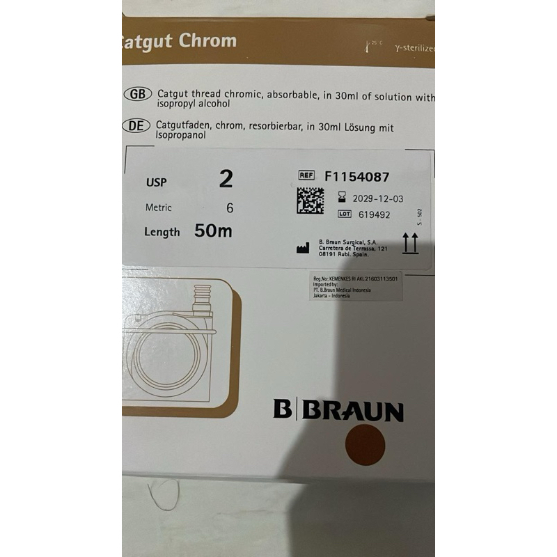 Benang B Braun Cutgut Chrom 2 original asli