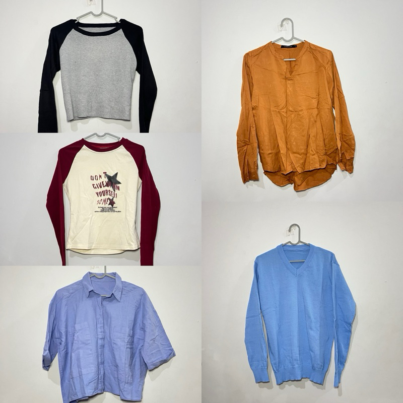 Thrift Preloved Sweater Kemeja Brand Kaos Lengan Panjang Y2K Wanita All Item size s