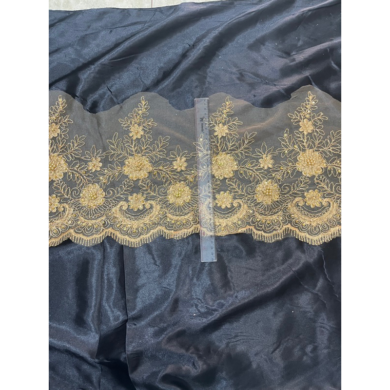 Renda pinggiran payet/aplikasi baju/renda tille payet