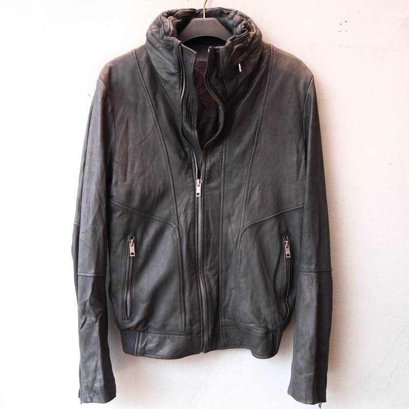 Solid homme jaket kulit asli pria slim bomber jaket motor biker rider genuine leather jacket Pl Beka