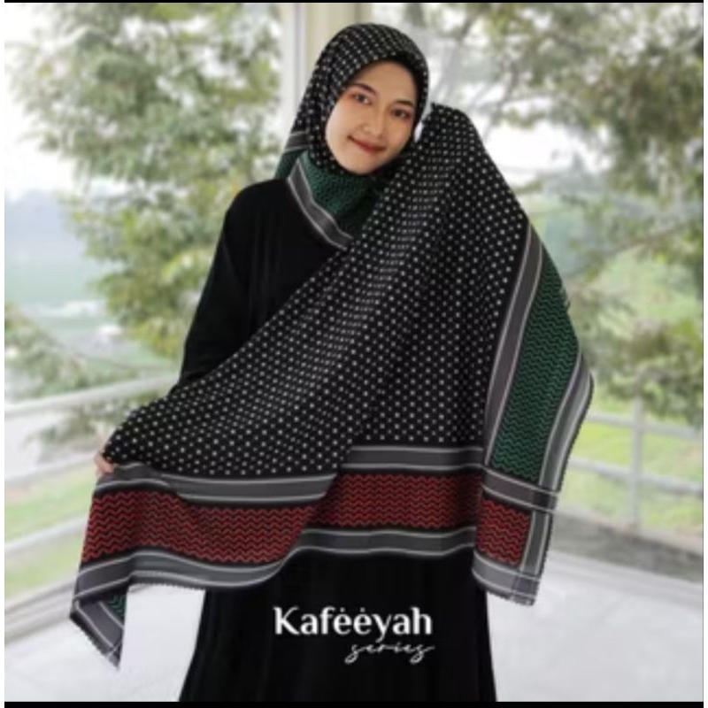 Hijab l Kerudung Segi Empat Jumbo Jilbab Syar''i Motif Palestina Ukuran 120x120
