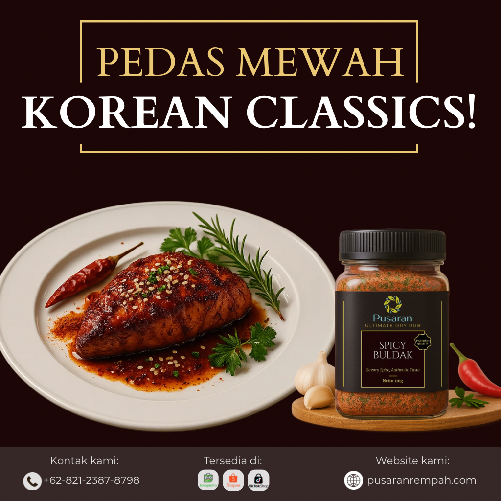

Spicy Buldak Korea Pusaran Rempah - Dry Rub Bumbu Marinasi Masak Instan Super Pedas & Gurih