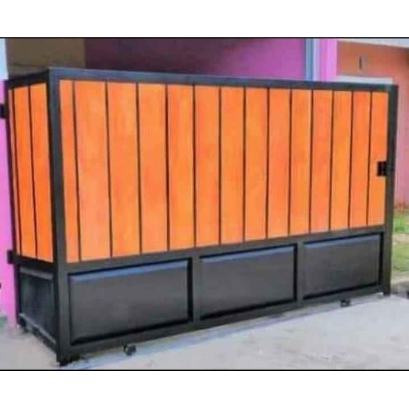 Pagar minimalis grc motif kayu