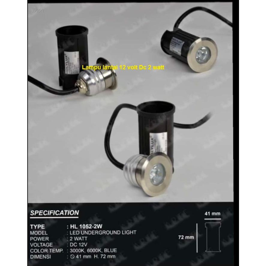 Lampu lantai 2 watt 12volt DC underground light Led 12V DC 2W