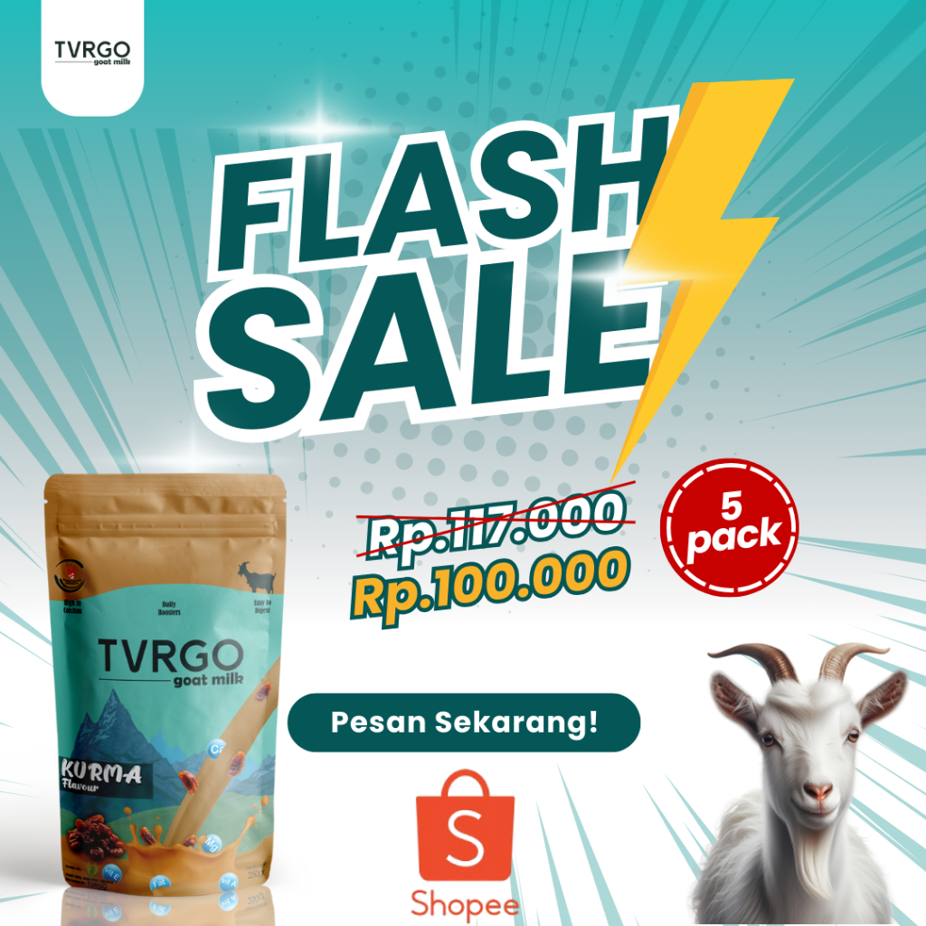 

susu kambing kurma isi 5 TVRGO Kurma Flavour Goat Milk 250g