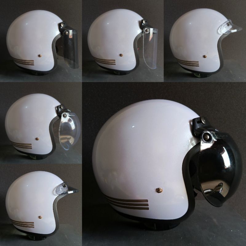 Helm bogo Garis Tiga polos dewasa pria wanita warna Putih Glossy BERKUALITAS SNI