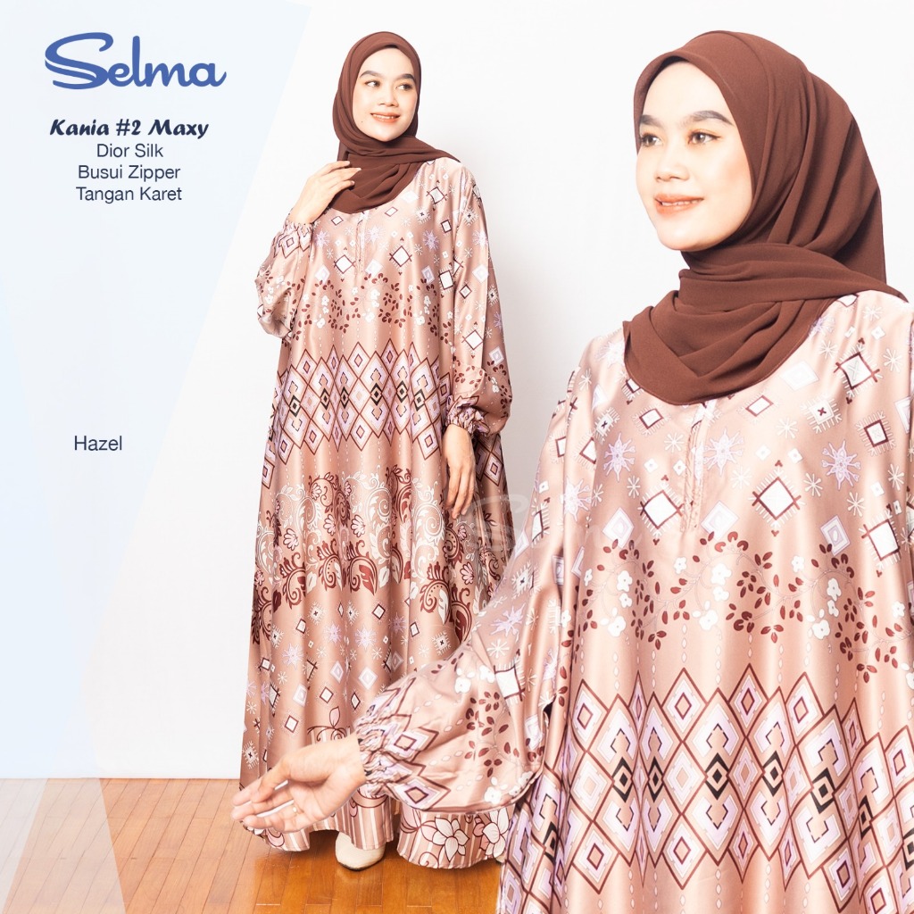 SELMA Label - Gamis Jumbo Wanita/ Gamis Motif Etnik Set Hijab || Kania #2 Maxy LD 140 Dior Silk / ab