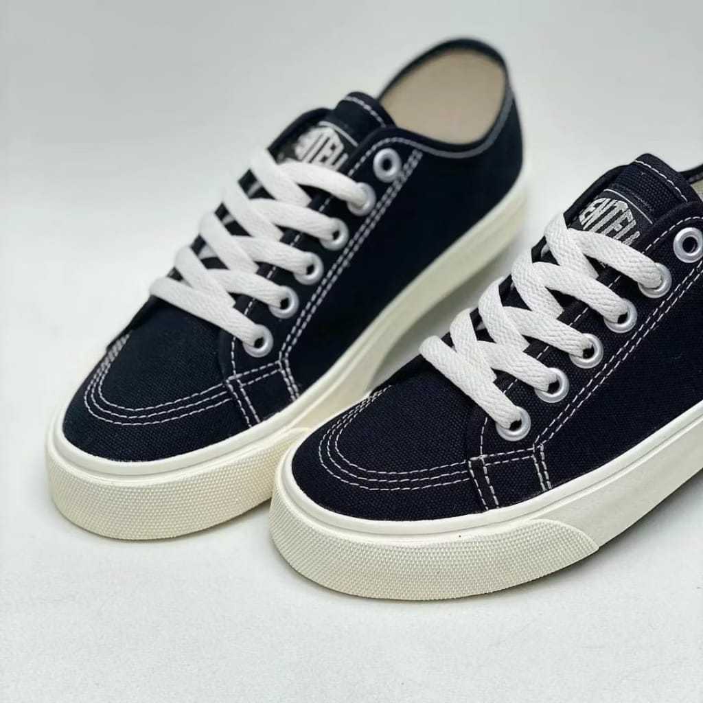 Ventela Alpha Low Black Natural bahan kanvas 12oz/sepatu pria dewasa snekers