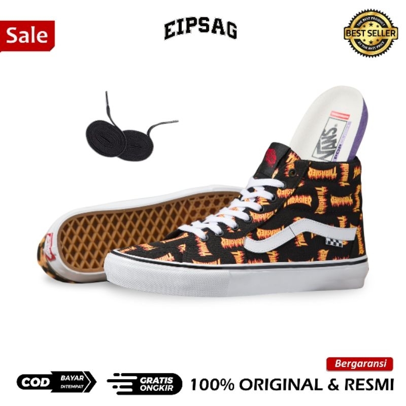 Pro Skate SK8-Hi x Thrasher Black Multi RESMI ORIGINAL