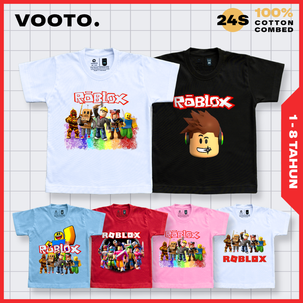 Baju Kaos Anak Roblox Laki Laki Cowok Perempuan Cewek Distro Cotton Combed 24S Premium