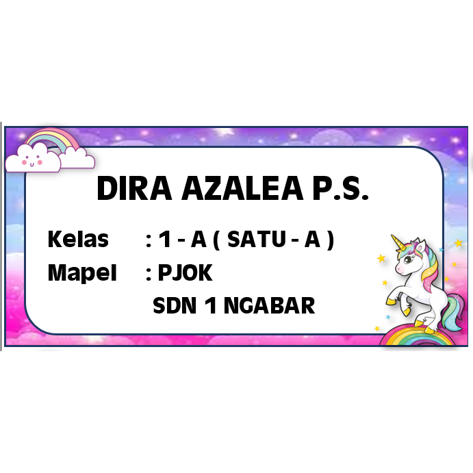

STIKER NAMA CUSTOM BUKU MOTIF UNICORN KUDA PONI ISI 12