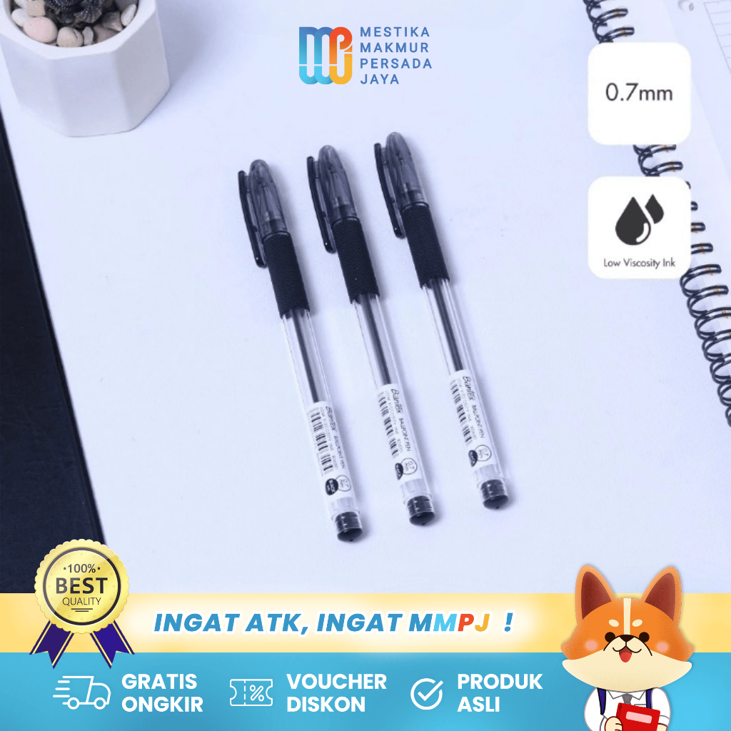 

Bantex Pulpen Ballpoint Pen 0.7 mm Low Viscosity Ink - 3 Pcs BG6011