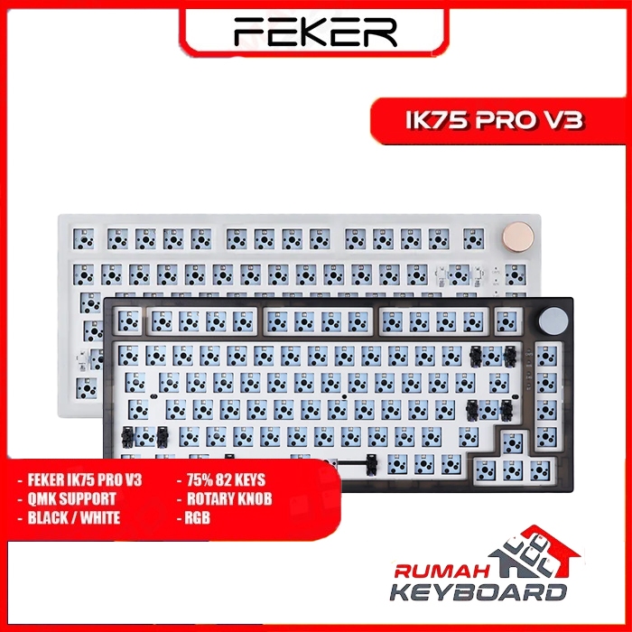FEKER IK75 - V3 - Pro - 3 Mode - Gasket - RGB - Knob - Mechanical Keyboard