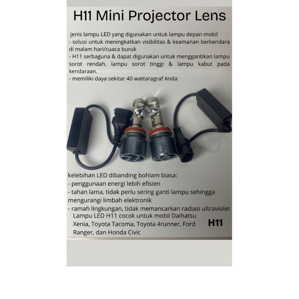 Lampu Mobil H11 / LED Car Lamp / Lampu Mobil LED H11 Mini Projector Lens