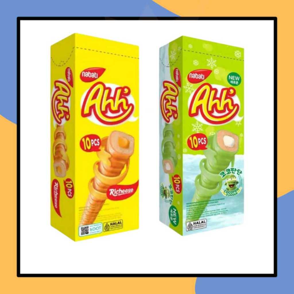 

Nabati Ahh Box 30gr (isi 10pcs) Wafer Kukis Esktrudat Salur Krim Keju Cocopan Flavour Kemasan Mini Pack