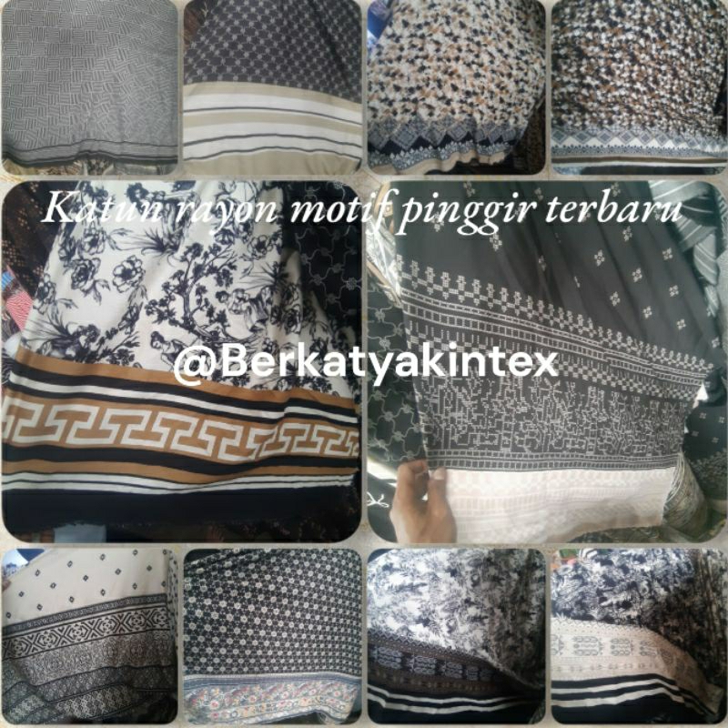kain katun rayon motif pinggir terbaru - kain rayon viscose motif tepi - rayon motif pinggir harga/0