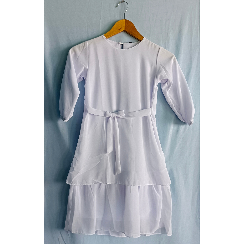 gamis putih tanggung | bahan ceruty babydoll
