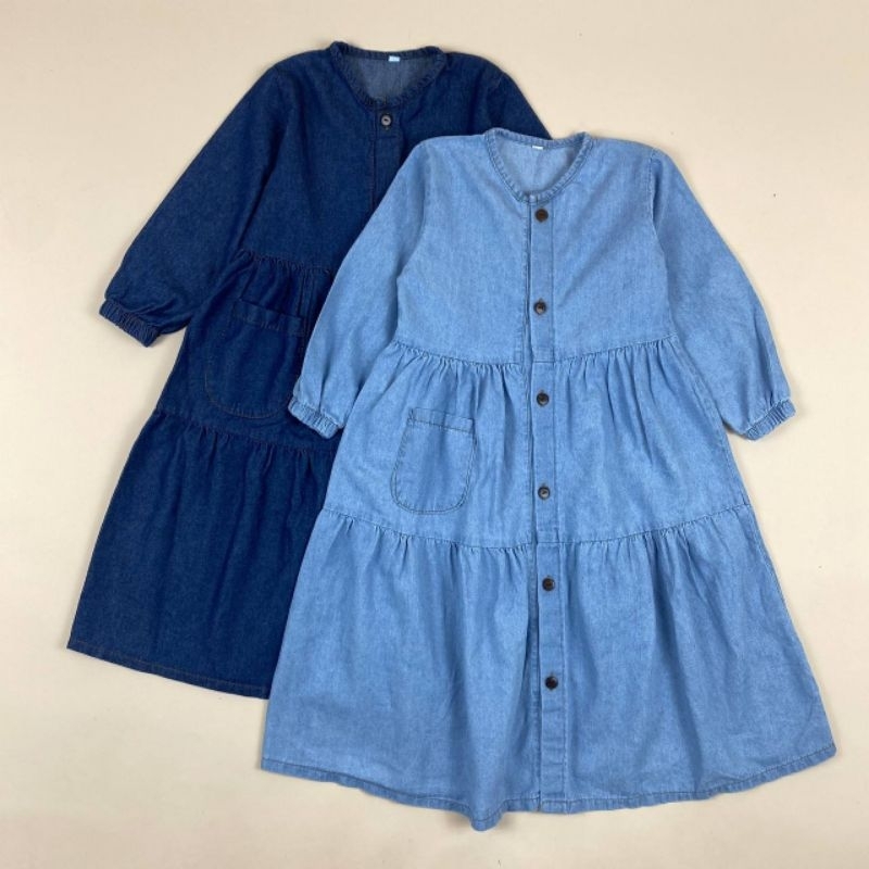 Mylittlejoy  - Gamis Anak Perempuan usia 2-9 Tahun Habibah Jeans Happy Bear