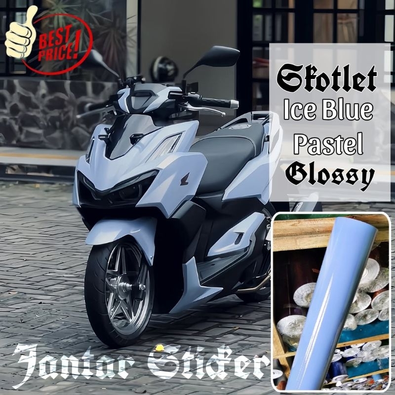 Sticker Scotlite Ice Blue Pastel Glossy Mengkilap Skotlet Motor Ice Blue Pastel Skotlet Ice Blue Glo