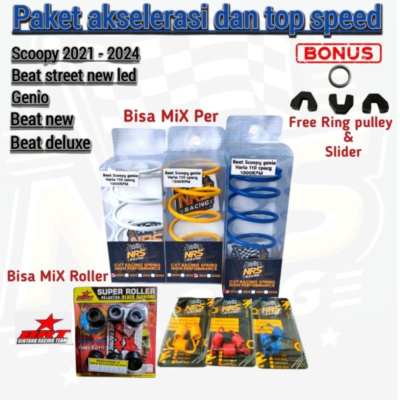 Paket kirian akselerasi top speed Roller BRT Scoopy new beat deluxe Genio beat street LED beat new p