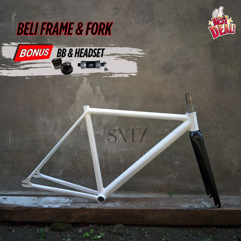 FRAMESET / FRAME DAN FORK SEPEDA FIXIE MODERN FREE HEADSET DAN  BB