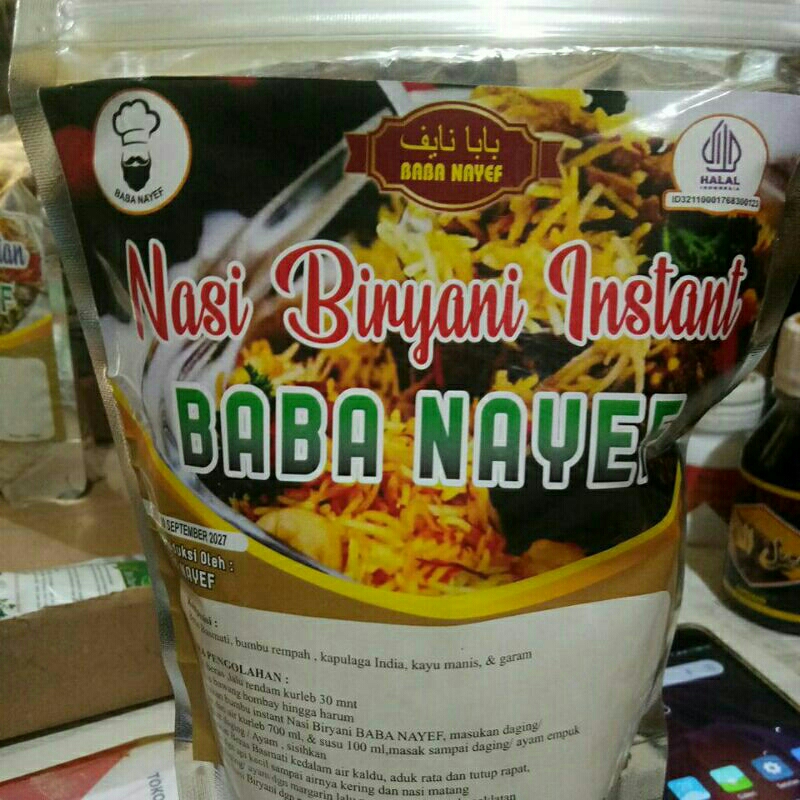 

NASI BIRYANI INSTAN MEREK BABA NAYEF BERAT 350 GR