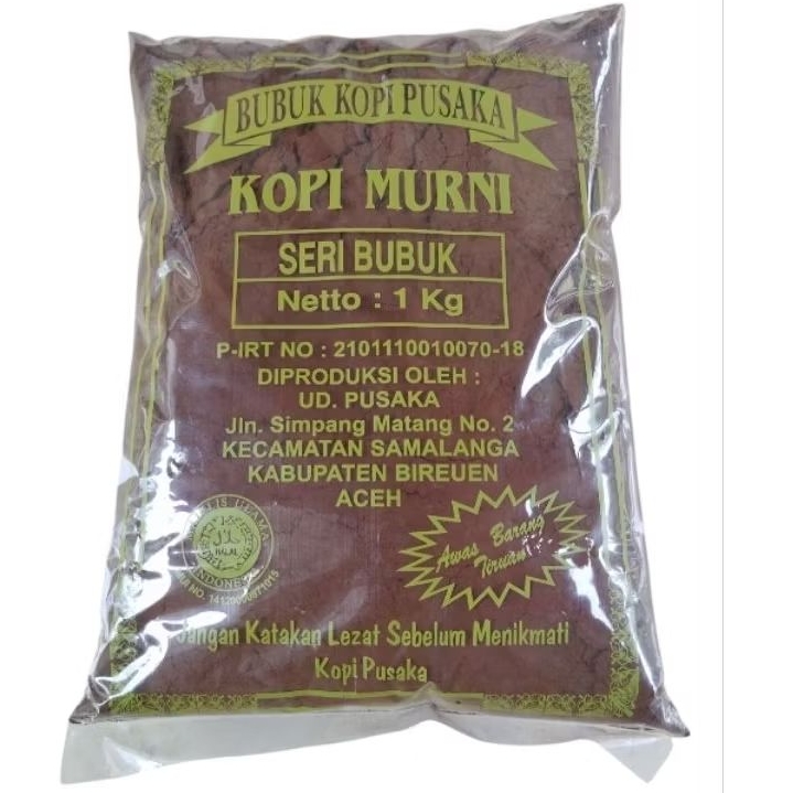 

bubuk Kopi Pusaka Halus kopi murni 1 kg ( Asli Produk Samalanga)