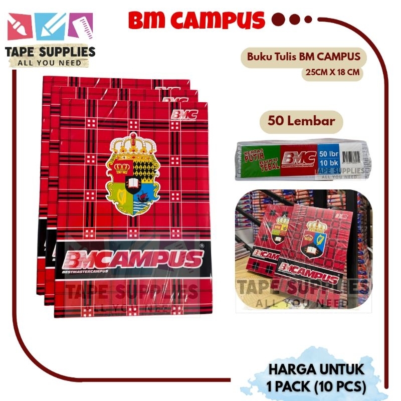 

Graziaa - (10 pcs) Buku Tulis BMCampus 50 Lembar / BUKU TULIS UKURAN BESAR
