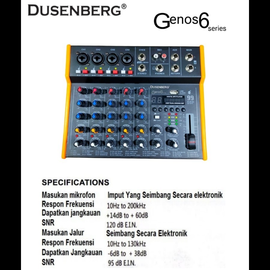mixer audio 6 channel dusenberg genos 6 mixer karaoke 6 channel